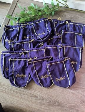 Crown Royal Bags Purple Lot of 17 Medium 9" Size Drawstring